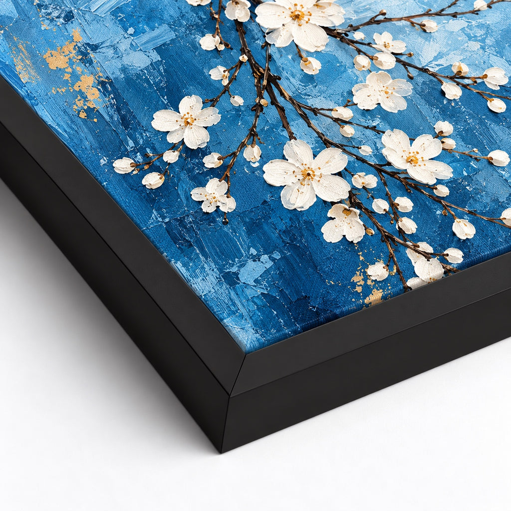 Картина на платно - Cerulean Blossom - черна рамка