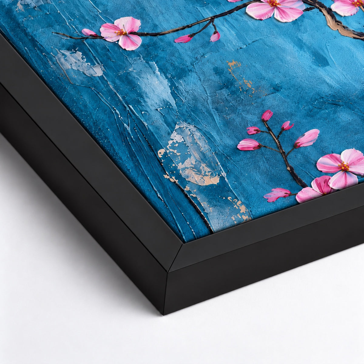 Картина на платно - Sakura Azure - черна рамка