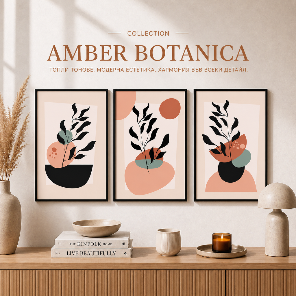 Сет от 3 картини - Amber Botanica Collection