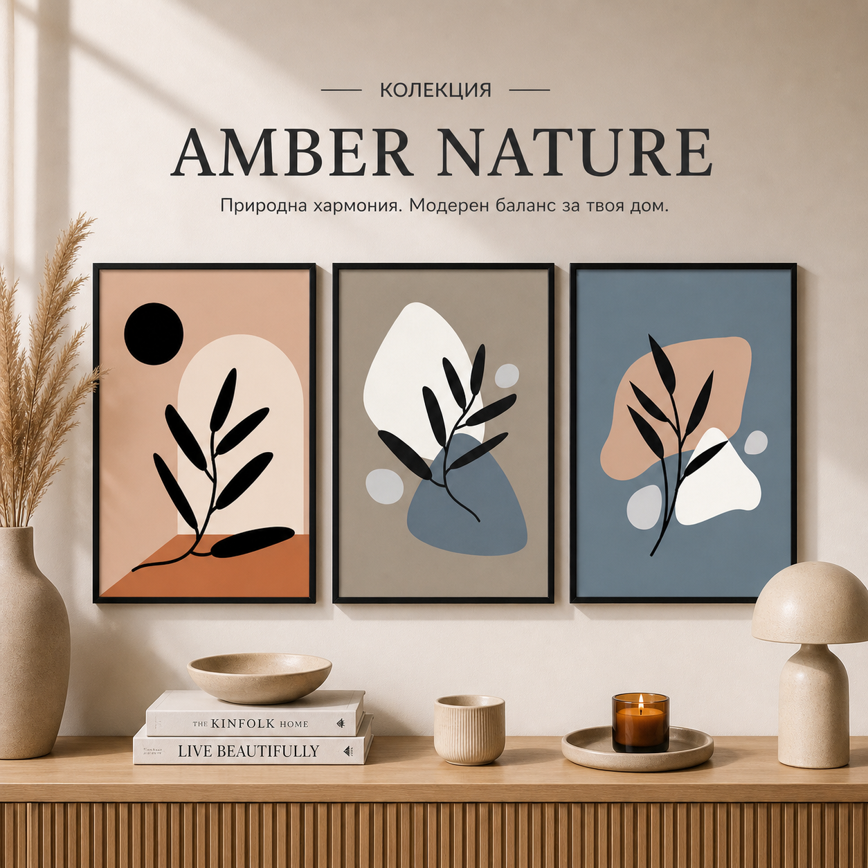 Сет от 3 картини - Amber Nature Collection