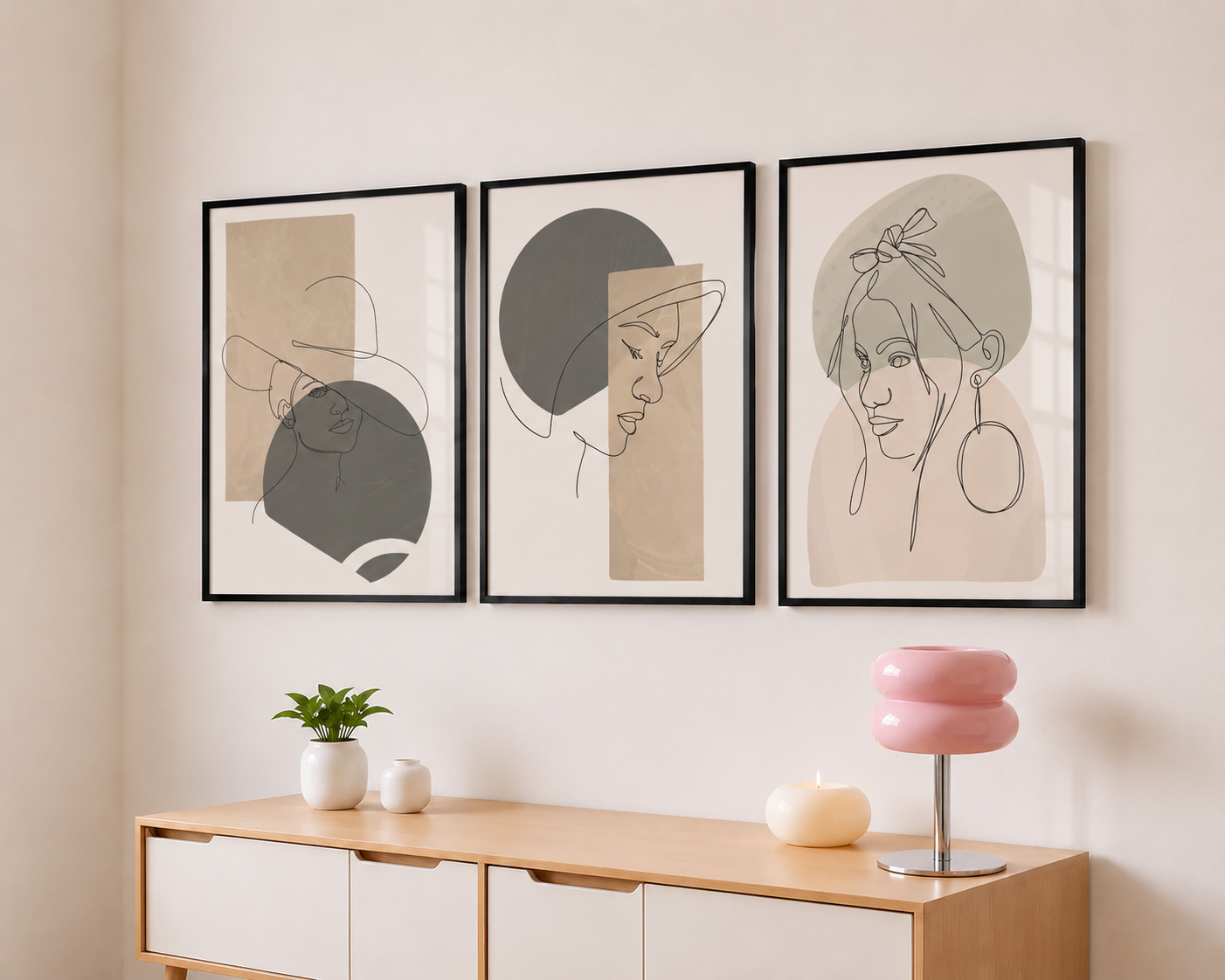 Сет от 3 картини -  Minimal Faces