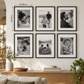 Семейна фотостена с 3 рамки 40×50 см, черно-бели снимки и бяло паспарту