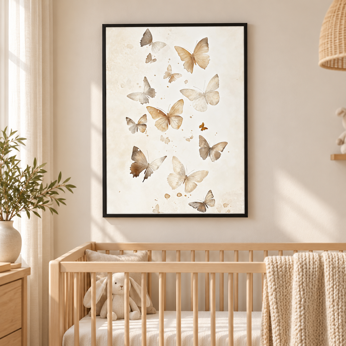 Постер Танц на пеперуди в черна рамка на стена