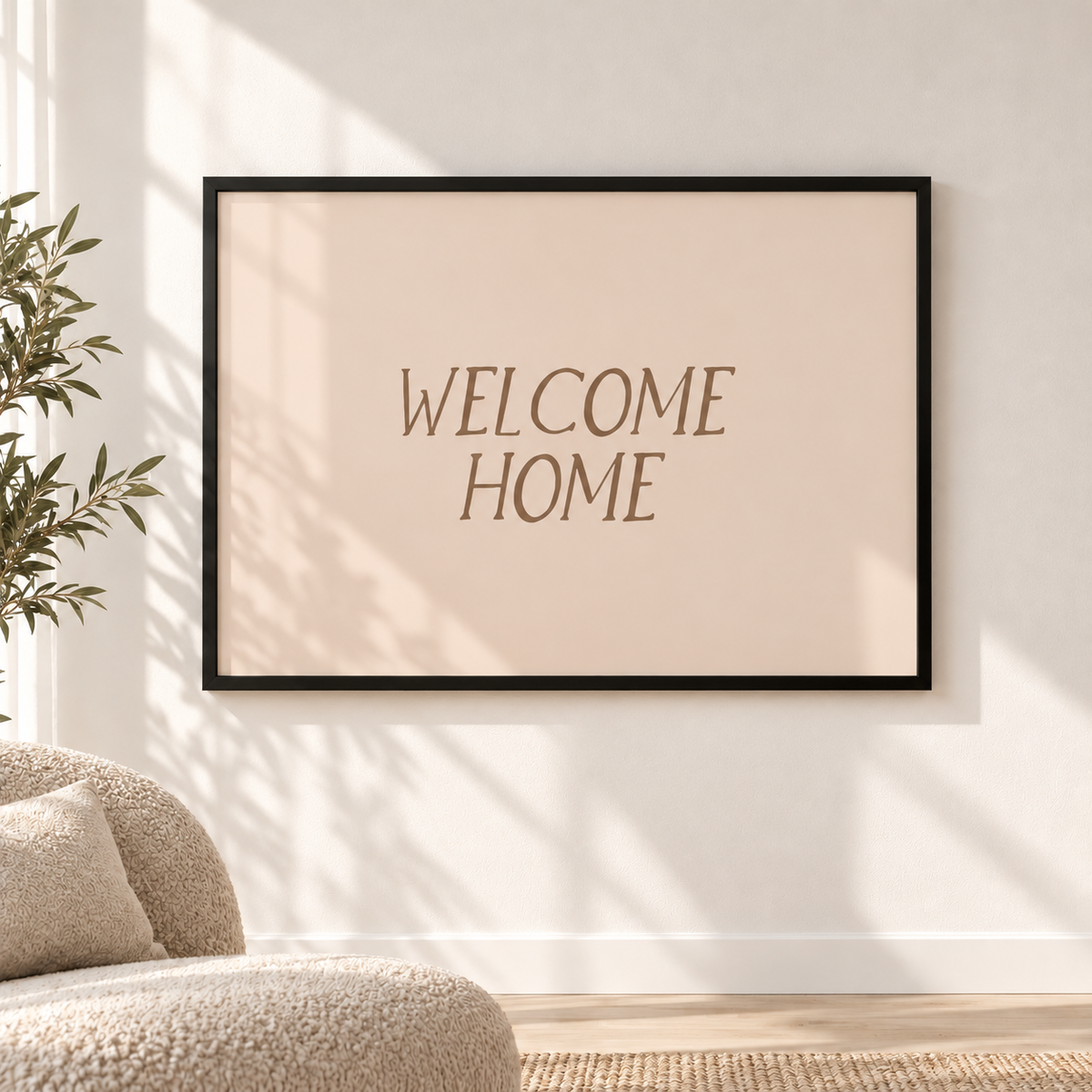 Постер Welcome Home в черна рамка на стена