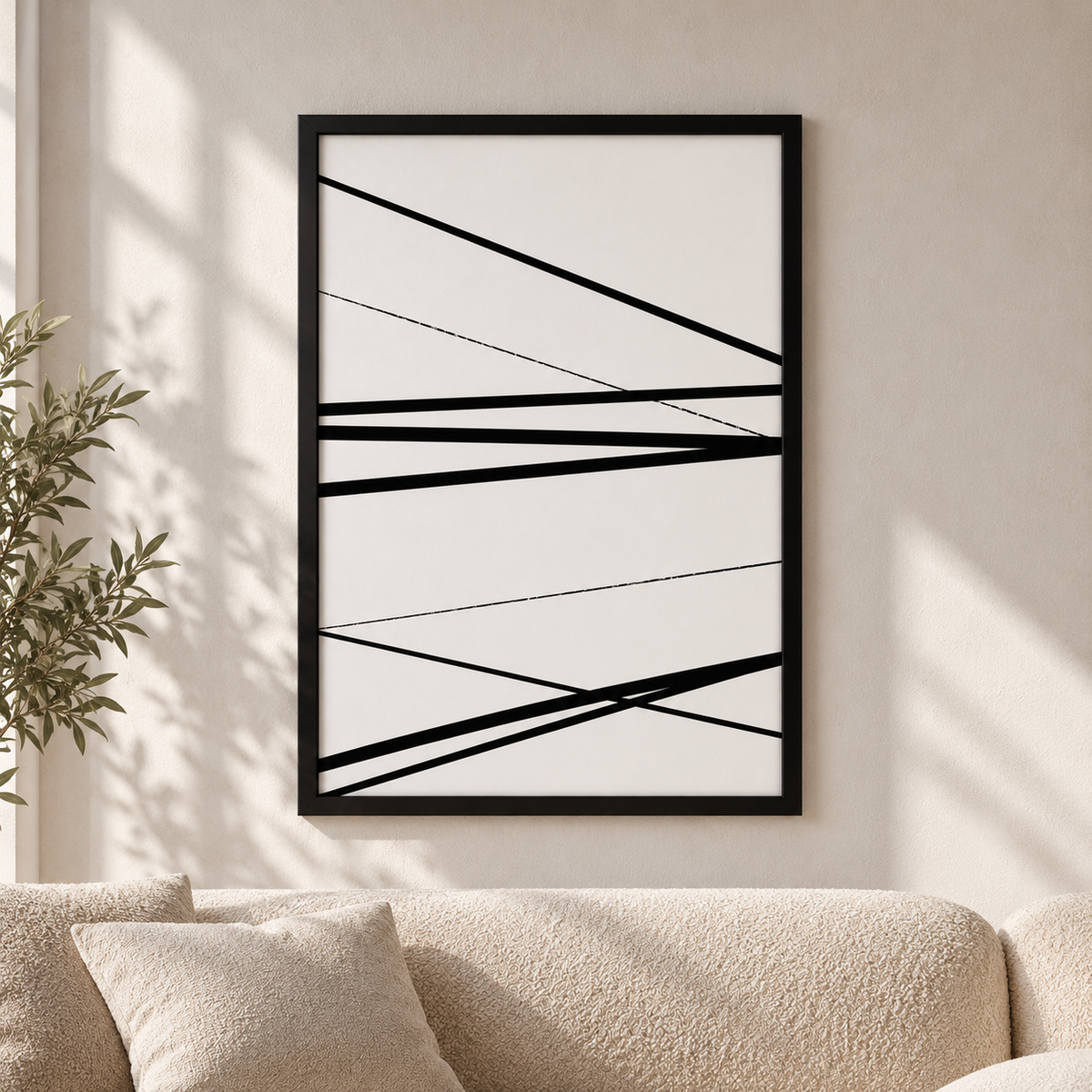 Постер  Linear Motion – постер 5:7 в черна рамка със стъкло, светъл минималистичен интериор