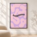 Постер Happiness – постер 5:7 в черна рамка със стъкло, светъл минималистичен интериор