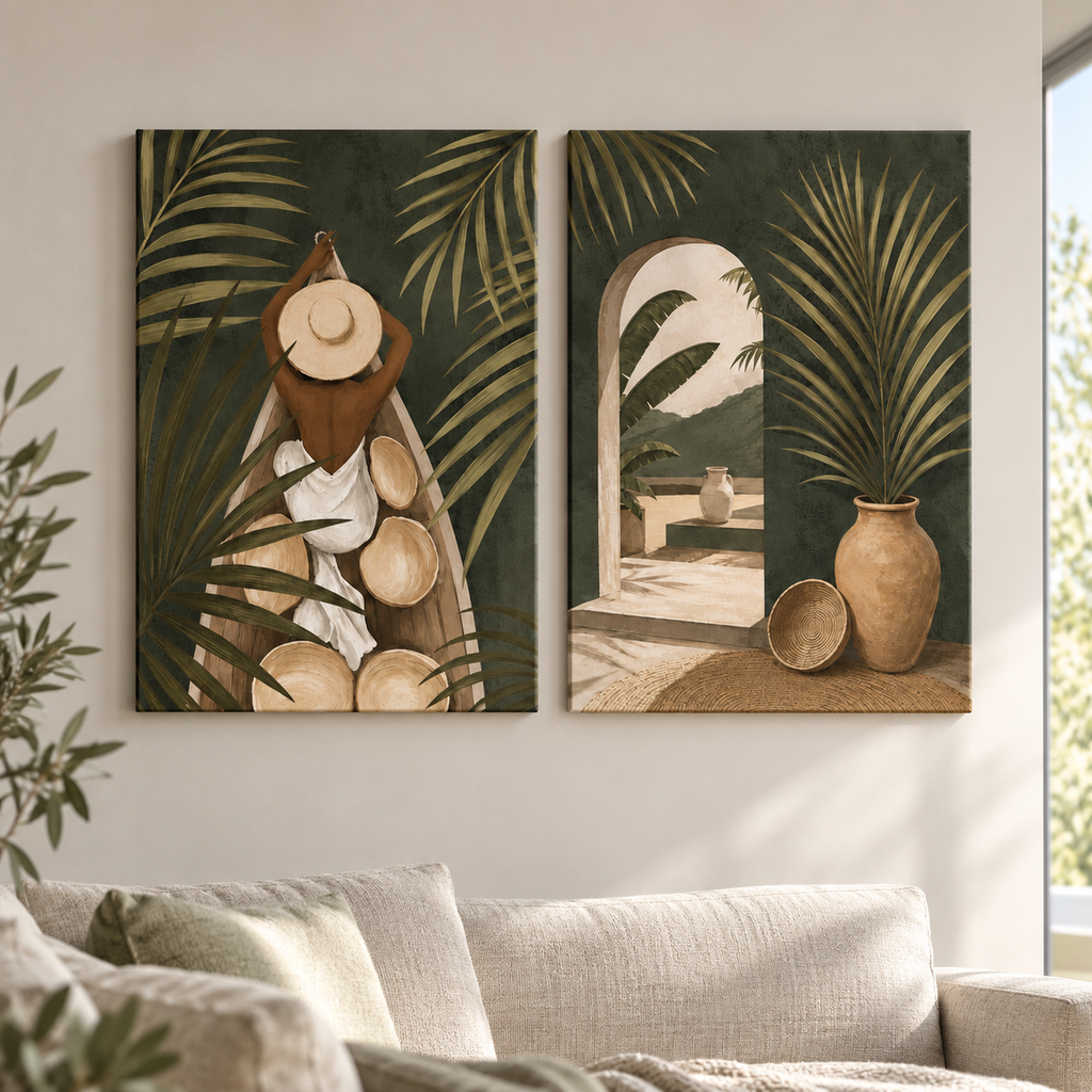 Tropical Escape – сет картини в светъл минималистичен интериор